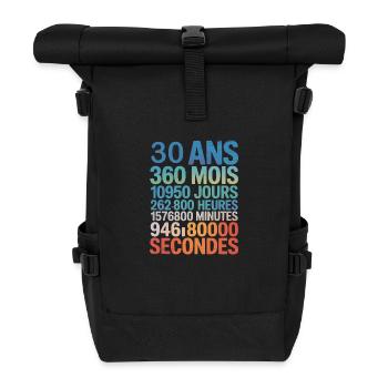 30 Ans, 360 Mois, 10 950 Jours, Presque 1 Milliard - Rolltop Rucksack - Schwarz - Vorne