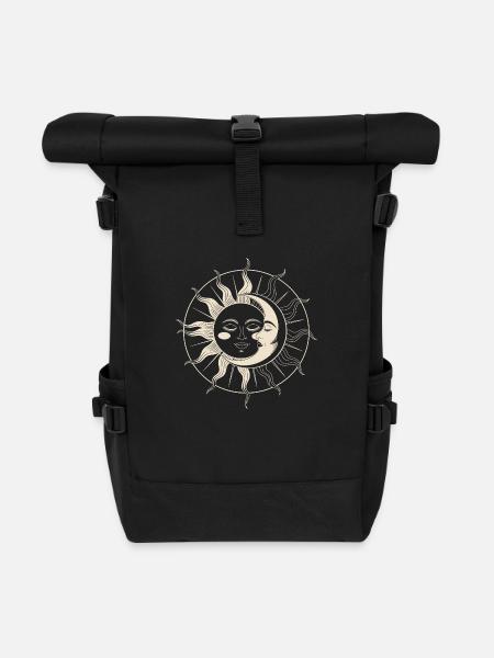 Sonne trifft Mond: Himmlische Harmonie - Rolltop Rucksack - Schwarz
