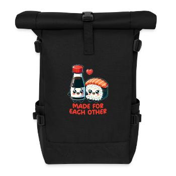 Sushi et sauce soja - Sac à dos roll top - noir - Devant