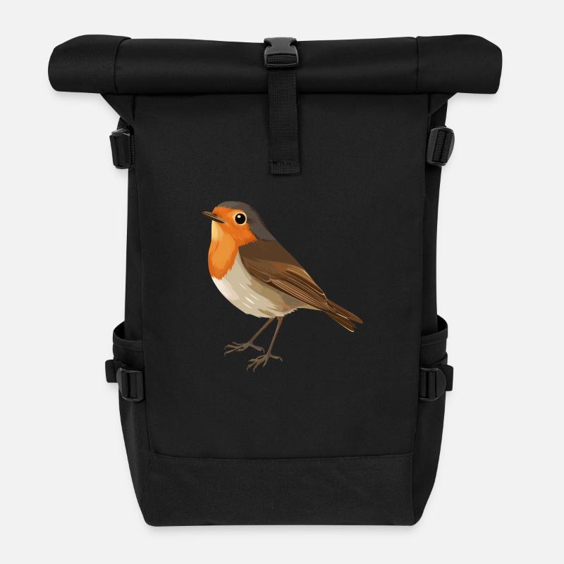 Rotkehlchen - Rolltop Rucksack - Schwarz