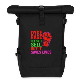RIOT. RAGE. RESIST. (DYKE EDITION) - Rolltop Rucksack - Schwarz - Vorne