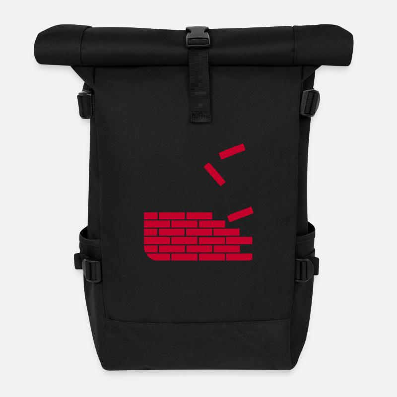 brick, construction, maison, paroi, des briques, - Sac à dos roll top - noir