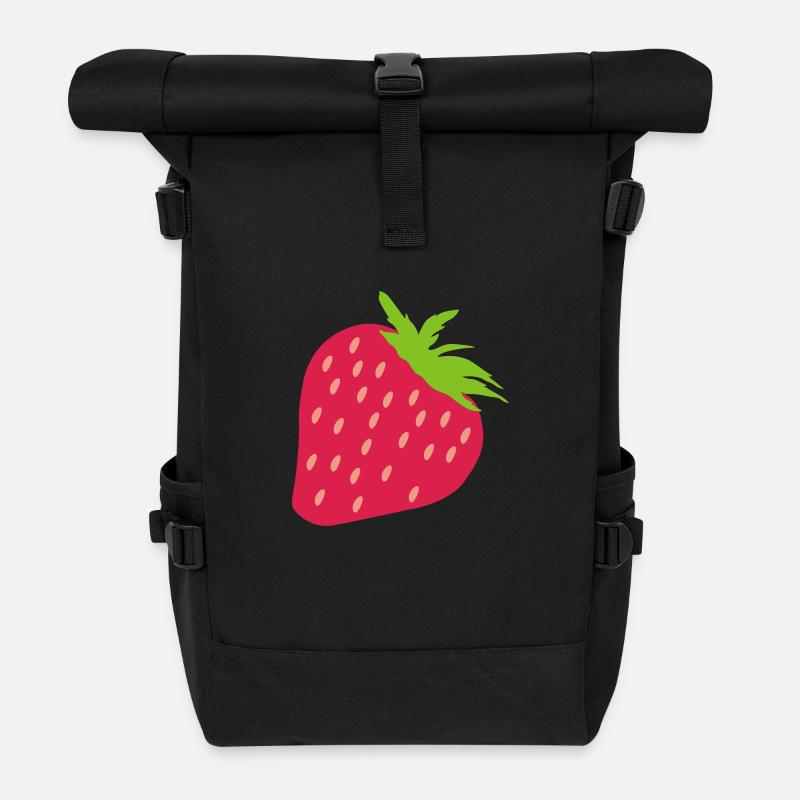 STRAWBERRY - Roll Top Backpack - black