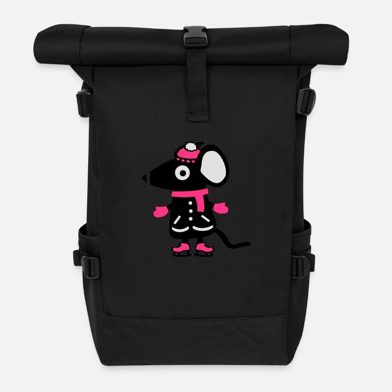 Maus Eiskunstlauf - Schlittschuh - Rolltop Rucksack - Schwarz