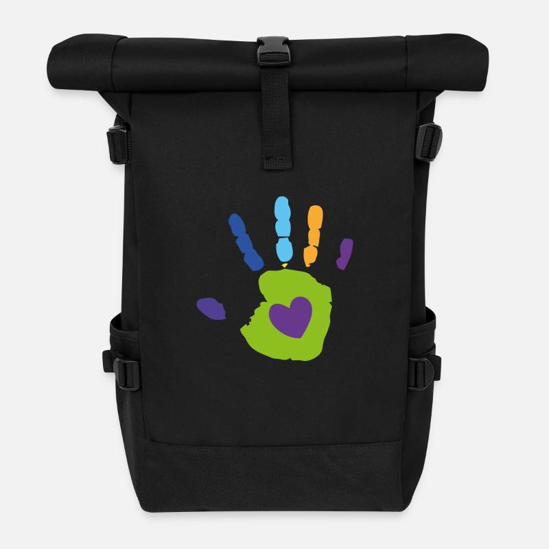 Kinderhand (Herz) - Rolltop Rucksack - Schwarz