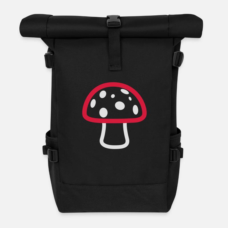 Pilz bunt - Rolltop Rucksack - Schwarz