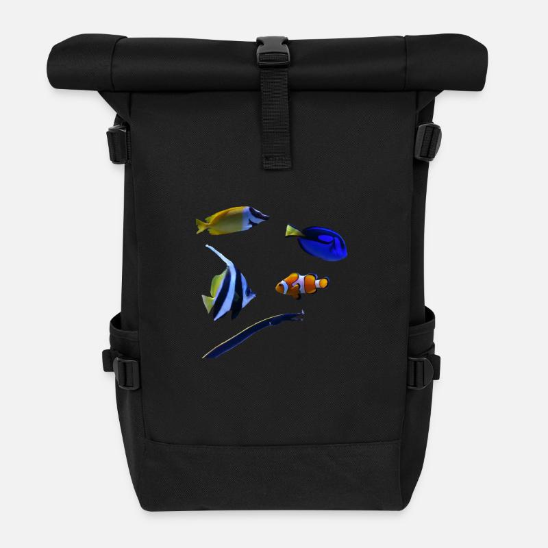 Meeresfische - Rolltop Rucksack - Schwarz