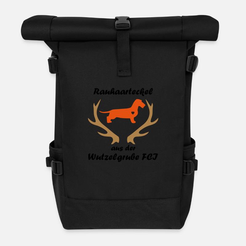 Wutzelgrube Logo Geweih - Rolltop Rucksack - Schwarz
