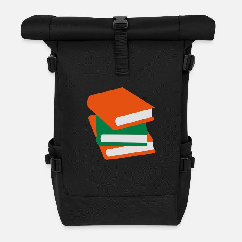 Bücher - Rolltop Rucksack - Schwarz