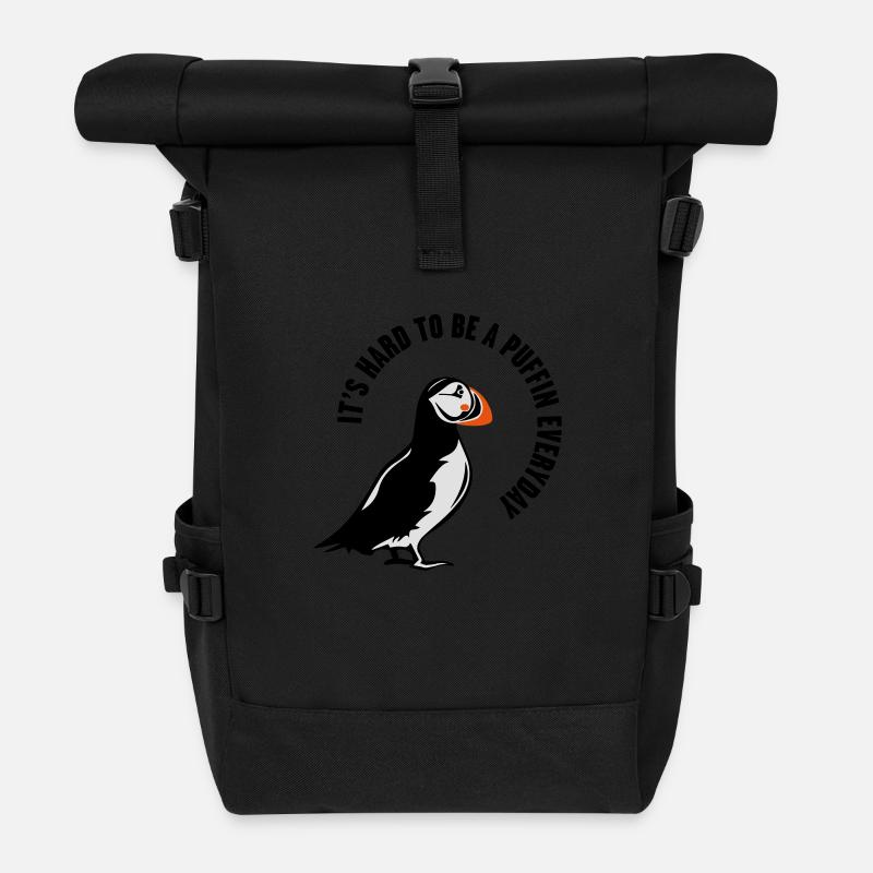 PUFFIN - Roll Top Backpack - black