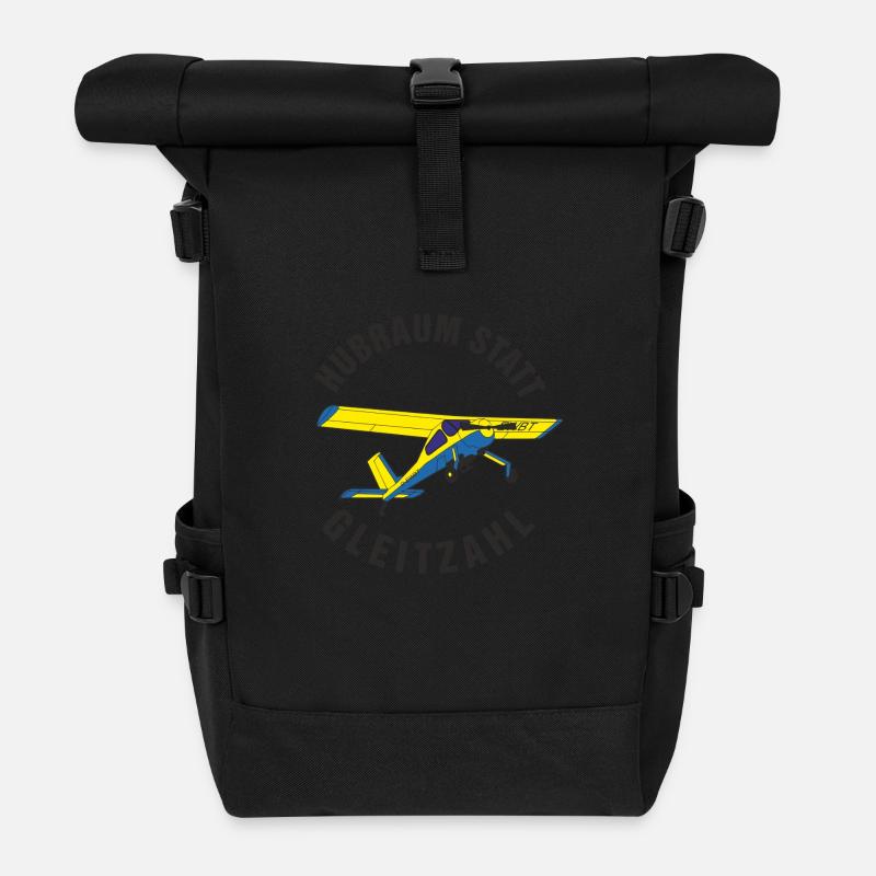 Hubraum statt Gleitzahl - Rolltop Rucksack - Schwarz