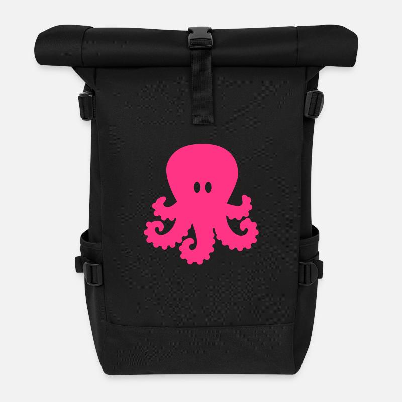 Krake - Rolltop Rucksack - Schwarz