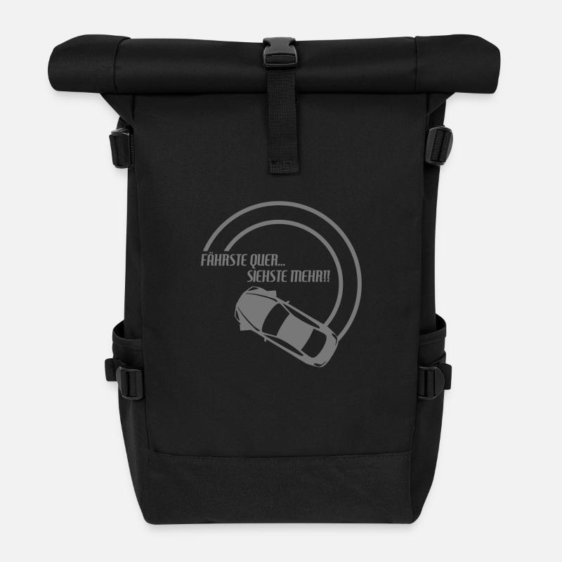 fährste quer... siehste mehr!! 2 - Rolltop Rucksack - Schwarz