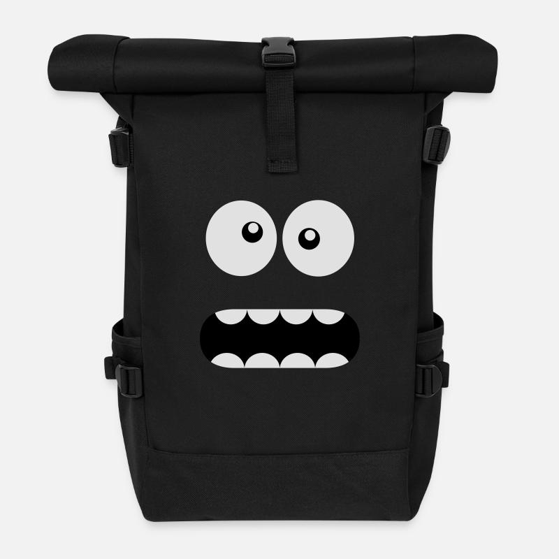 Lustiges Monster Comic Face - Verückt / Smiley - Rolltop Rucksack - Schwarz