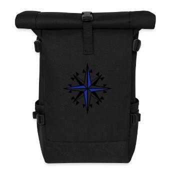Kompass, Kompass, Windrose Segel - Rolltop Rucksack - Schwarz - Vorne