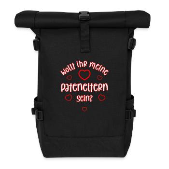 Wollt ihr meine Pateneltern sein? Paten fragen - Rolltop Rucksack - Schwarz - Vorne
