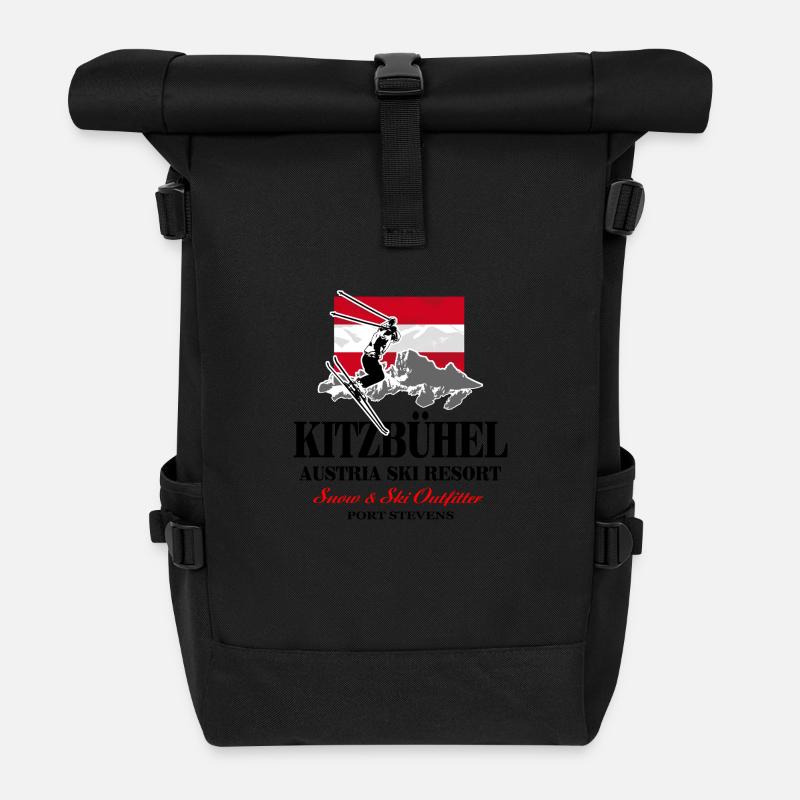 Kitzbuehel Apline Ski - Austria - Österreich - Rolltop Rucksack - Schwarz