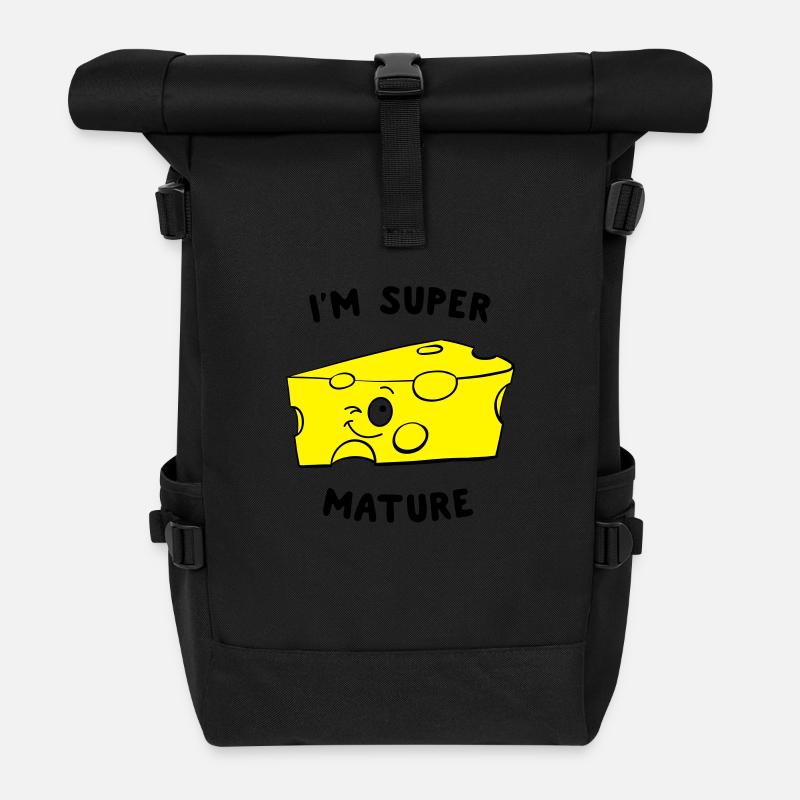 I'm Super Mature Cheese - Roll Top Backpack - black