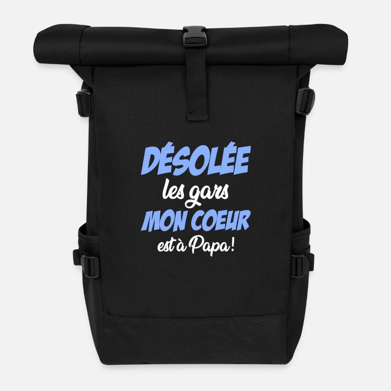 désolée les gars mon coeur est à papa! - Sac à dos roll top - noir