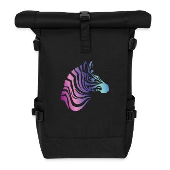zebra rainbow pferd divers LBGTQ queer girl demo L - Rolltop Rucksack - Schwarz - Vorne