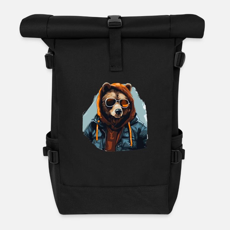 Street style bear | Bear Lovers - Roll Top Backpack - black