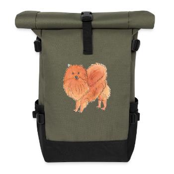 Pomeranian - Funny Dog - Roll Top Backpack - olive/black - Front