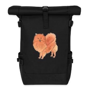 Pomeranian - Funny Dog - Roll Top Backpack - black - Front