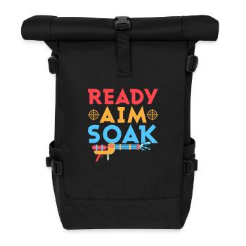 Ready Aim Soak Squirt Gun Summer Water Fun - Roll Top Backpack - black - Front