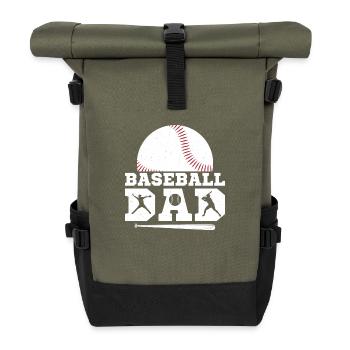 Baseball Dad Father Sport Fan - Roll Top Backpack - olive/black - Front