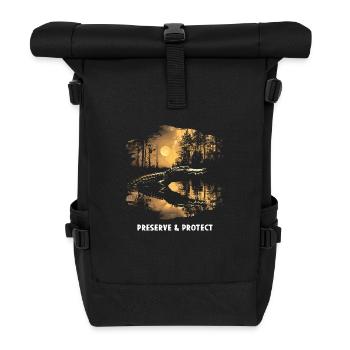 Preserve & Protect Crocodile Alligator Caiman Repti - Roll Top Backpack - black - Front
