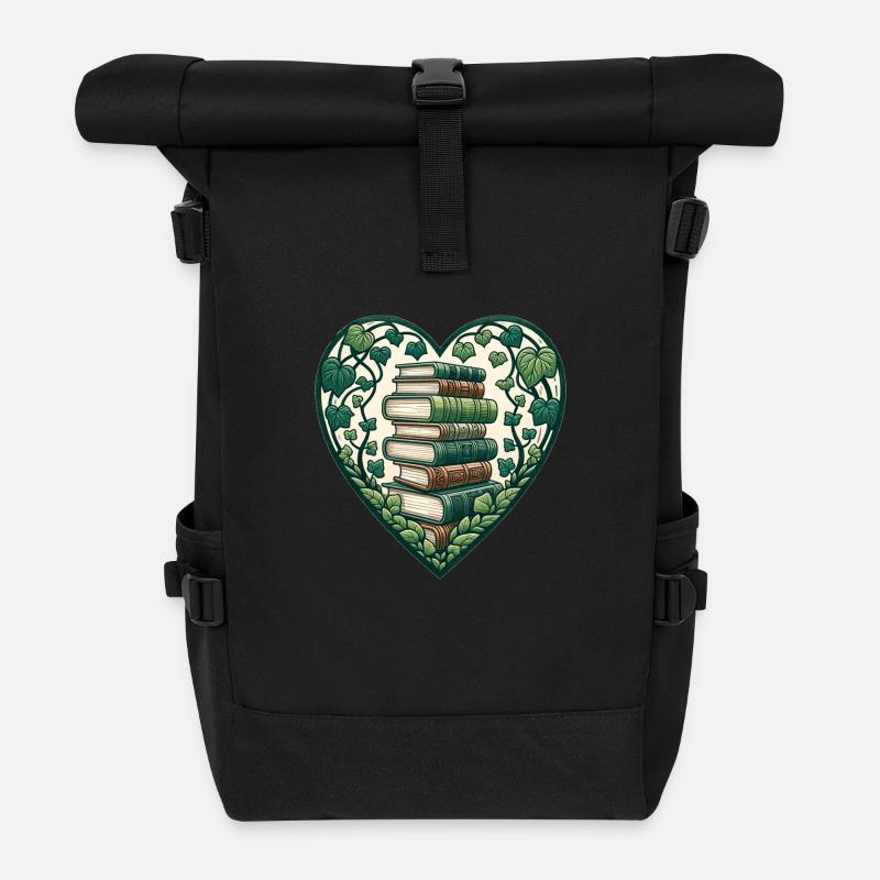 Ich liebe Bücher - Rolltop Rucksack - Schwarz