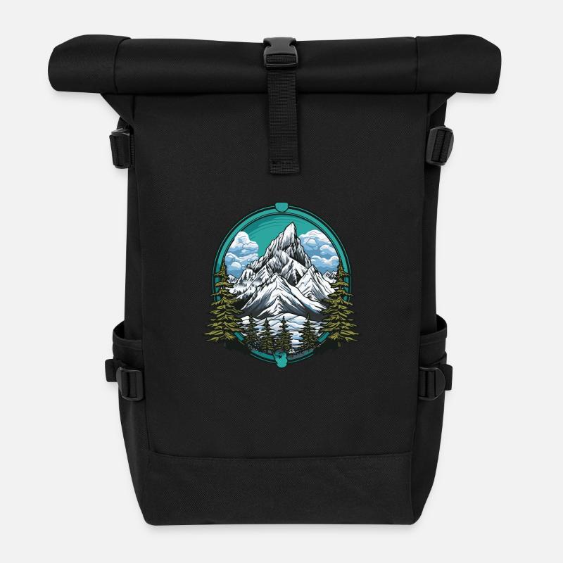 Berge Mountains - Rolltop Rucksack - Schwarz