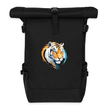 Tiger Vector Art with Vibrant Colors Illustration - Roll Top Backpack - black - Front