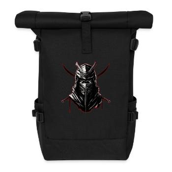 Ninja Kämpfer Schwarz WeißRote Umrandung - Rolltop Rucksack - Schwarz - Vorne