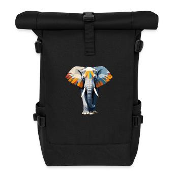 Elefant Vektor Kunst Lebendige Farbe Illustration - Rolltop Rucksack - Schwarz - Vorne