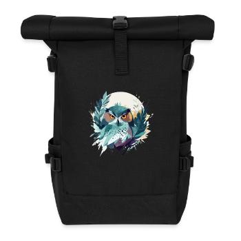 Owl Wildlife Animal Nature Outdoors Watercolor - Roll Top Backpack - black - Front