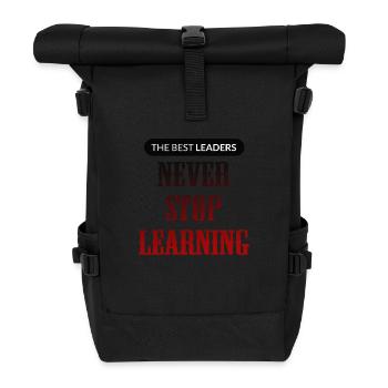 The Best Leaders Never Stop Learning - Rolltop Rucksack - Schwarz - Vorne