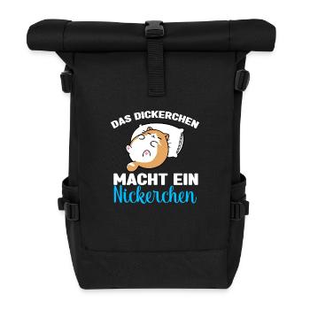 Katze Das Dickerchen macht ein Nickerchen - Rolltop Rucksack - Schwarz - Vorne