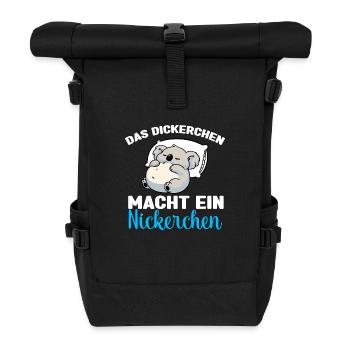 Koala Schlafshirt Dickerchen macht Nickerchen - Rolltop Rucksack - Schwarz - Vorne