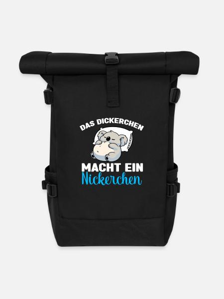 Koala Schlafshirt Dickerchen macht Nickerchen - Rolltop Rucksack - Schwarz