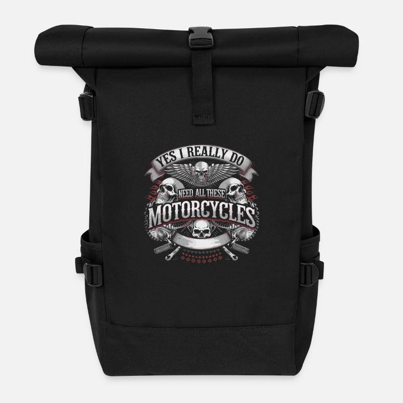 Motorradliebe ohne Kompromisse - Rolltop Rucksack - Schwarz