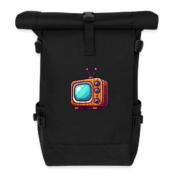 TV Television Retro - Roll Top Backpack - black - Front