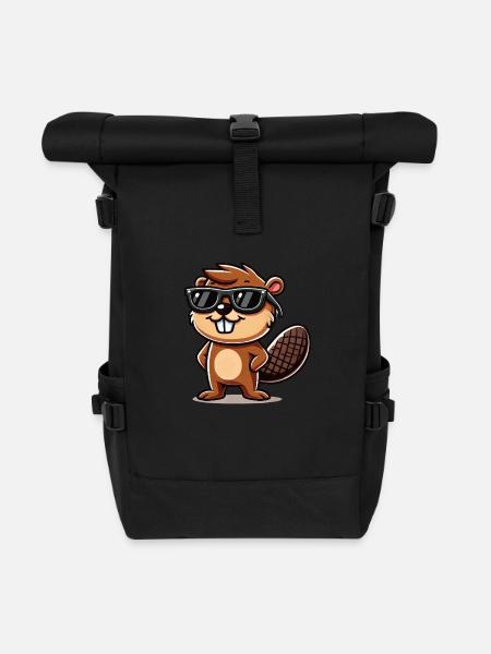 biber comic sonnenbrille - Rolltop Rucksack - Schwarz