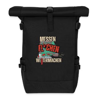 Messen, Fluchen & Weitermachen – Heimwerker - Rolltop Rucksack - Schwarz - Vorne