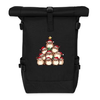 Igel Weihnachten Christbaum - Rolltop Rucksack - Schwarz - Vorne