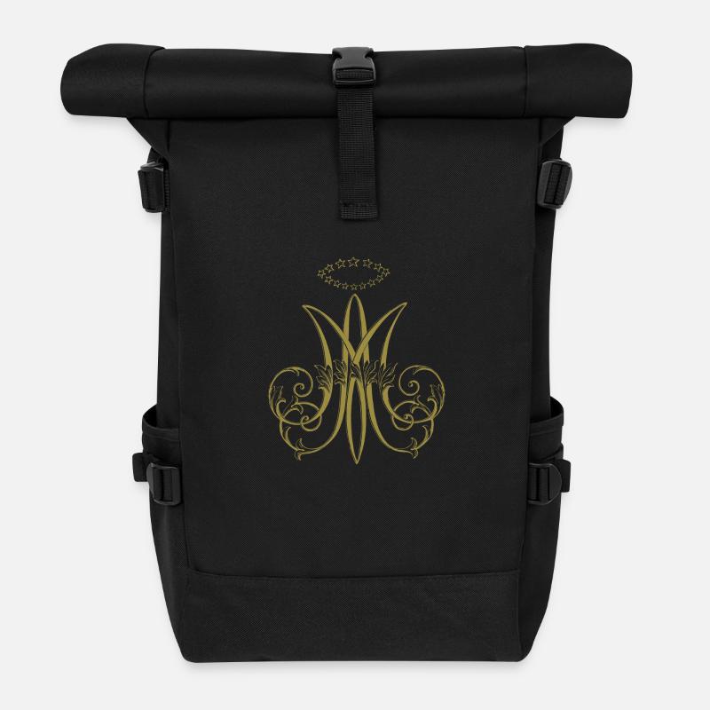 Traditional Catholic Virgin Mary Auspice Maria - Roll Top Backpack - black