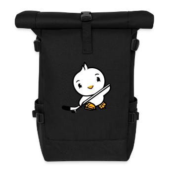 Vogel spielen Eishockey Sport Puck Schläger Hobby - Rolltop Rucksack - Schwarz - Vorne