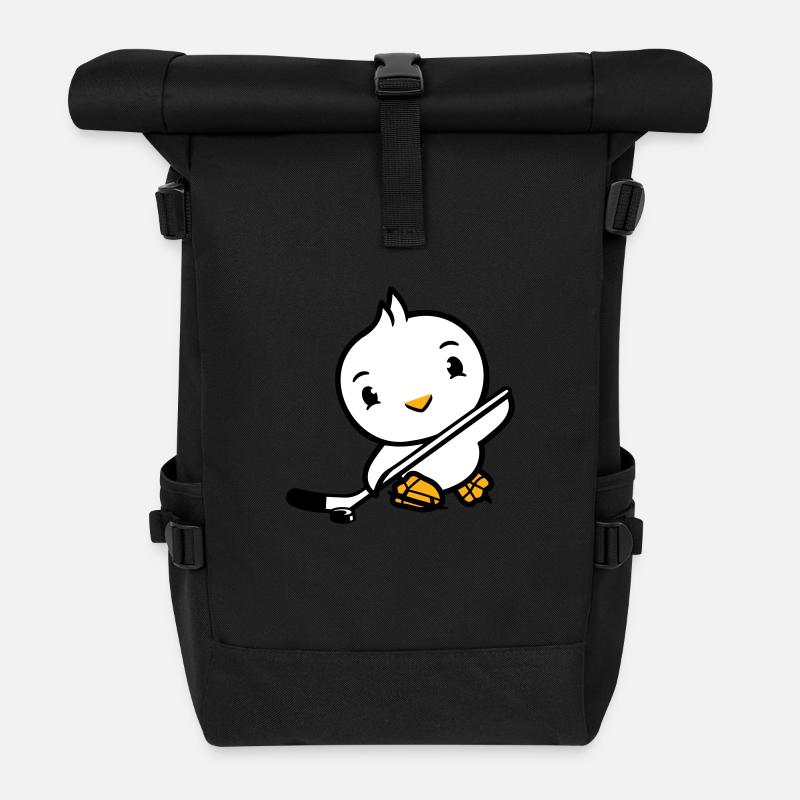 Vogel spielen Eishockey Sport Puck Schläger Hobby - Rolltop Rucksack - Schwarz