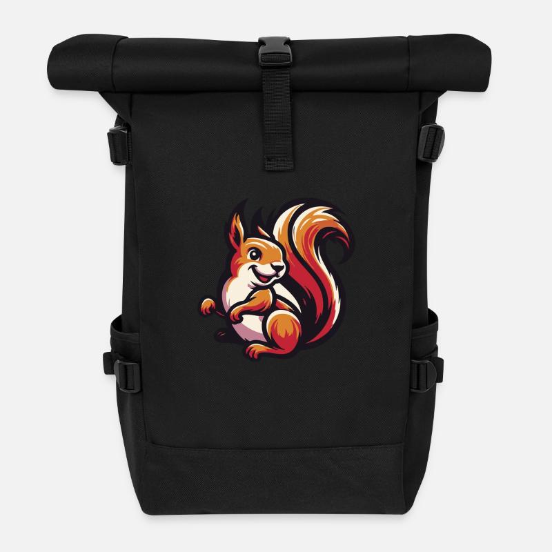 Red Squirrel Grace - Roll Top Backpack - black