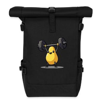 Poire forte soulever des poids Fitness Cartoon - Sac à dos roll top - noir - Devant